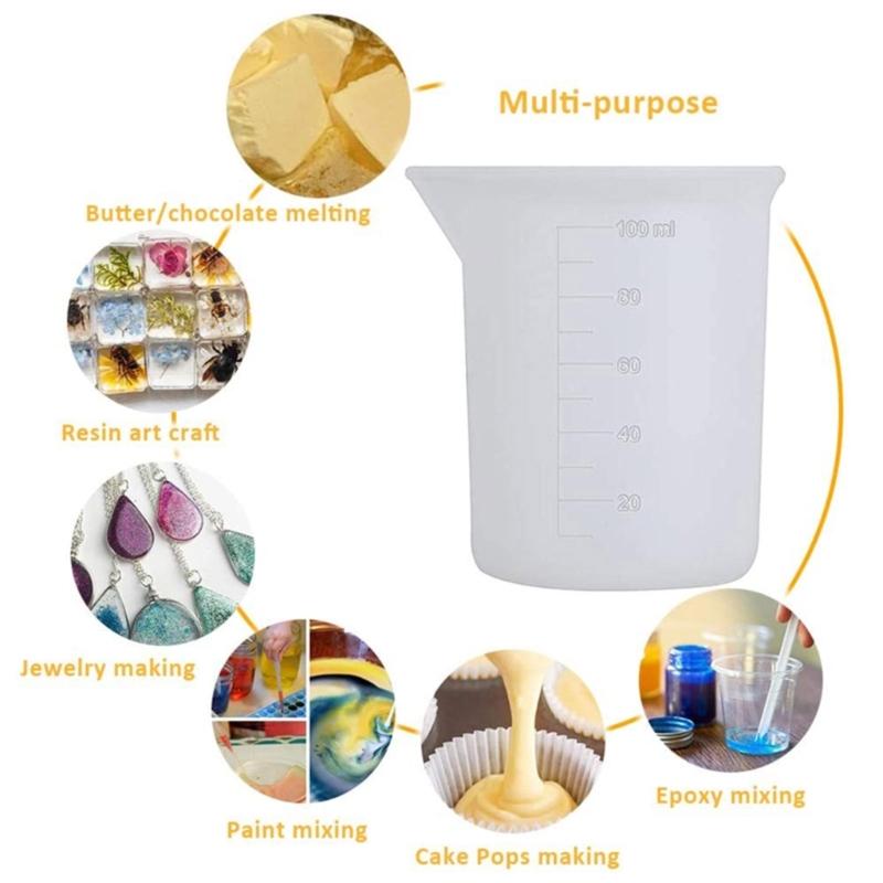 Resin Measuring Cups,Silicone Resin Mixing & Pouring Cups,Reusable for Epoxy,Jewelry Casting Molds,Making Handmade Craft