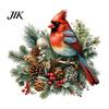 Festive Indoor Outdoor Glass Decals Christmas Bird Wall Sticker, Decorative PVC Decal with Pine Branch Cone And Red Berry, Waterproof Peel Sticker Art