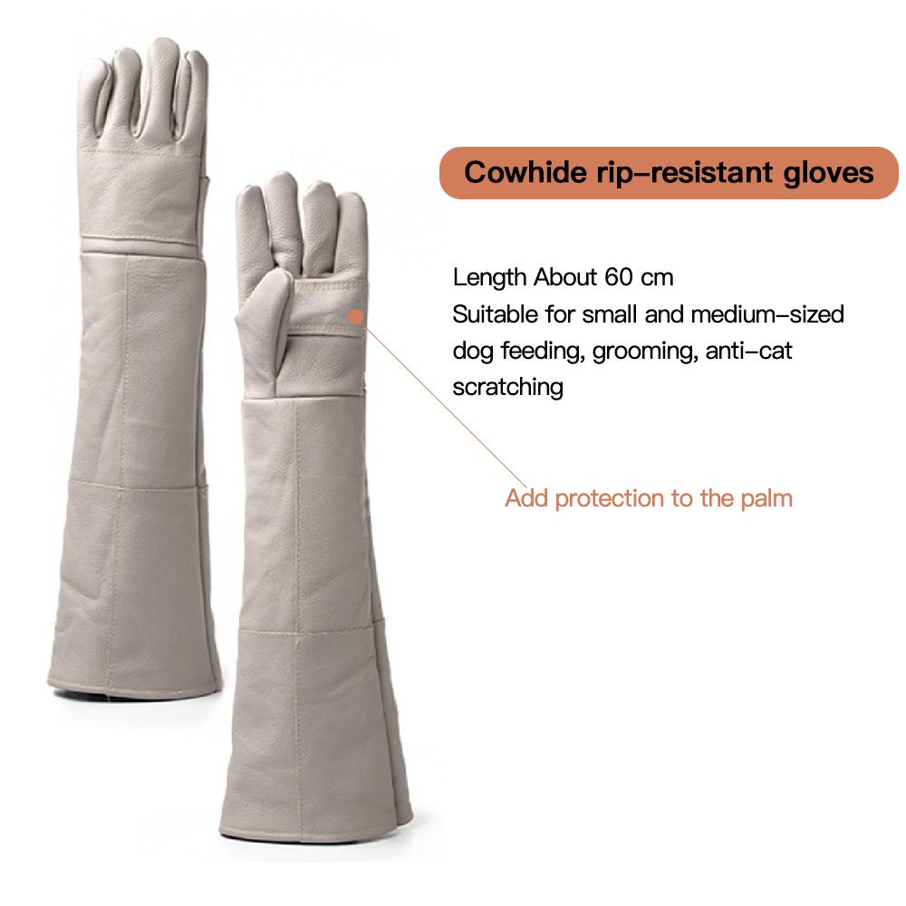 

Новые защитные перчатки от укусов для ловли собак, кошек, рептилий, животных, ультрадлинные кожаные белые защитные перчатки для захвата и укусов домашних животных