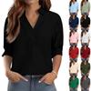 3/4 Length Sleeve Womens Tops V Neck Shirts Trendy Printed Business Casual Work Blouses