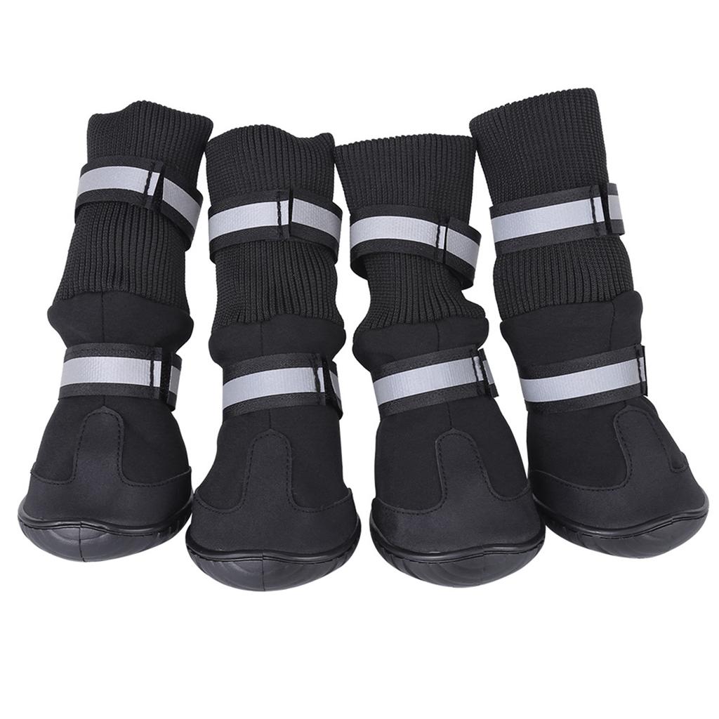 4-teiliges Set, wasserdichte Hundeschuhe, rutschfeste Schutzstiefel für große Hunde, Rot, L