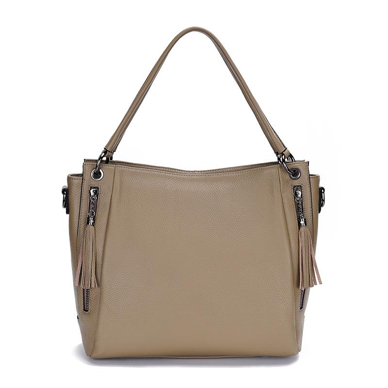 Wind Lychee Pattern First Layer Cowhide Large Bag Large Capacity Fashion Folds Single Shoulder Crossbody This Batch Of Casual Armpit Bags