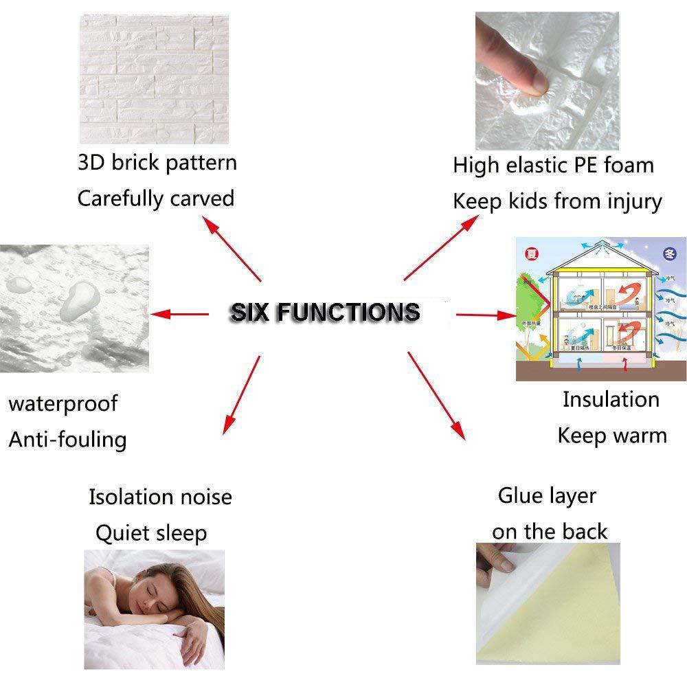 DIY 3D Brick PE Foam Wallpaper Panels Room Decal Stone Decoration Embossed