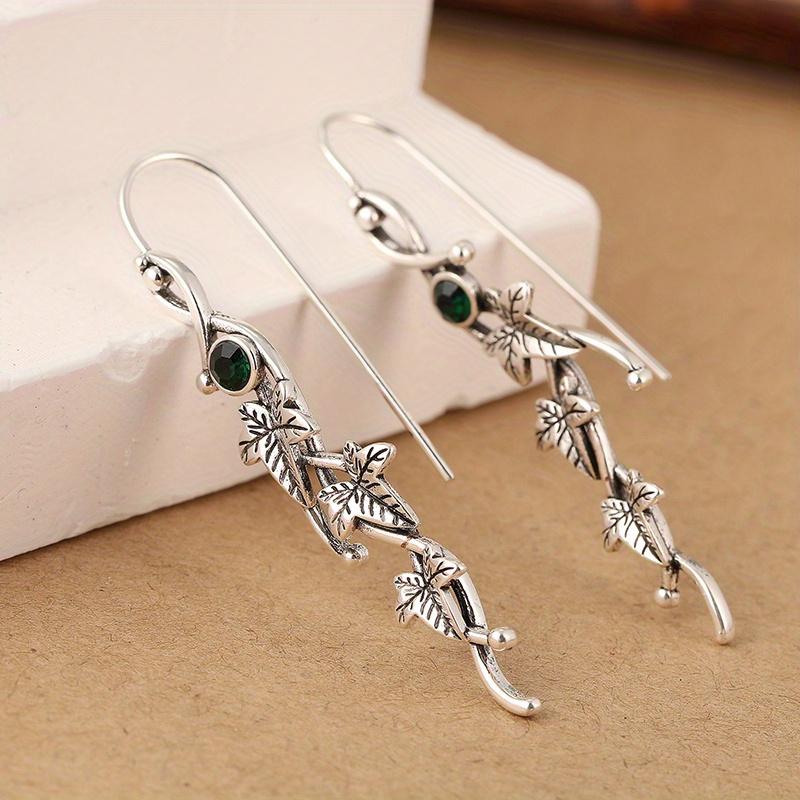 Bohemian Style Vintage Hand Carved Rattan Leaf Shaped Dangle Earrings for Women's Creative  Festival Jewelry Accessories