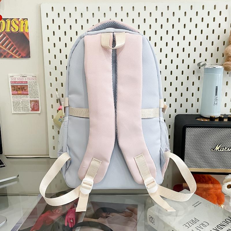 New high-value, fresh and sweet backpack, color-contrasting splicing large-capacity backpack for junior and high school students