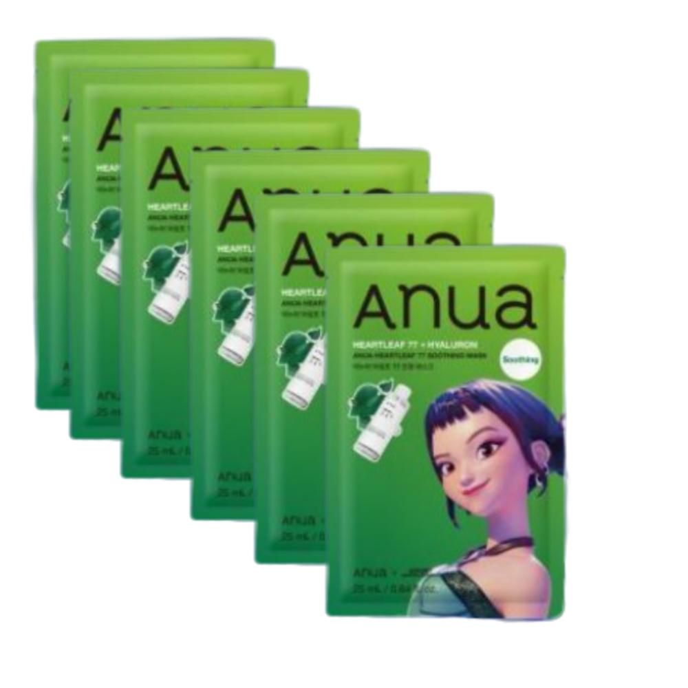 ANUA Heartleaf Soothing Sheet Mask Calming & Hydrating Facial Mask Set (6 Sheets)