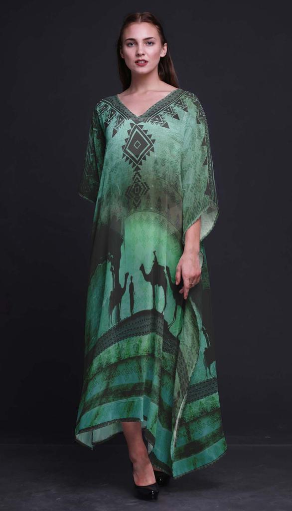 Phagun Camel Mughal Beach Kaftan Bikini Cover Up Womena    S Maxi Dress Long