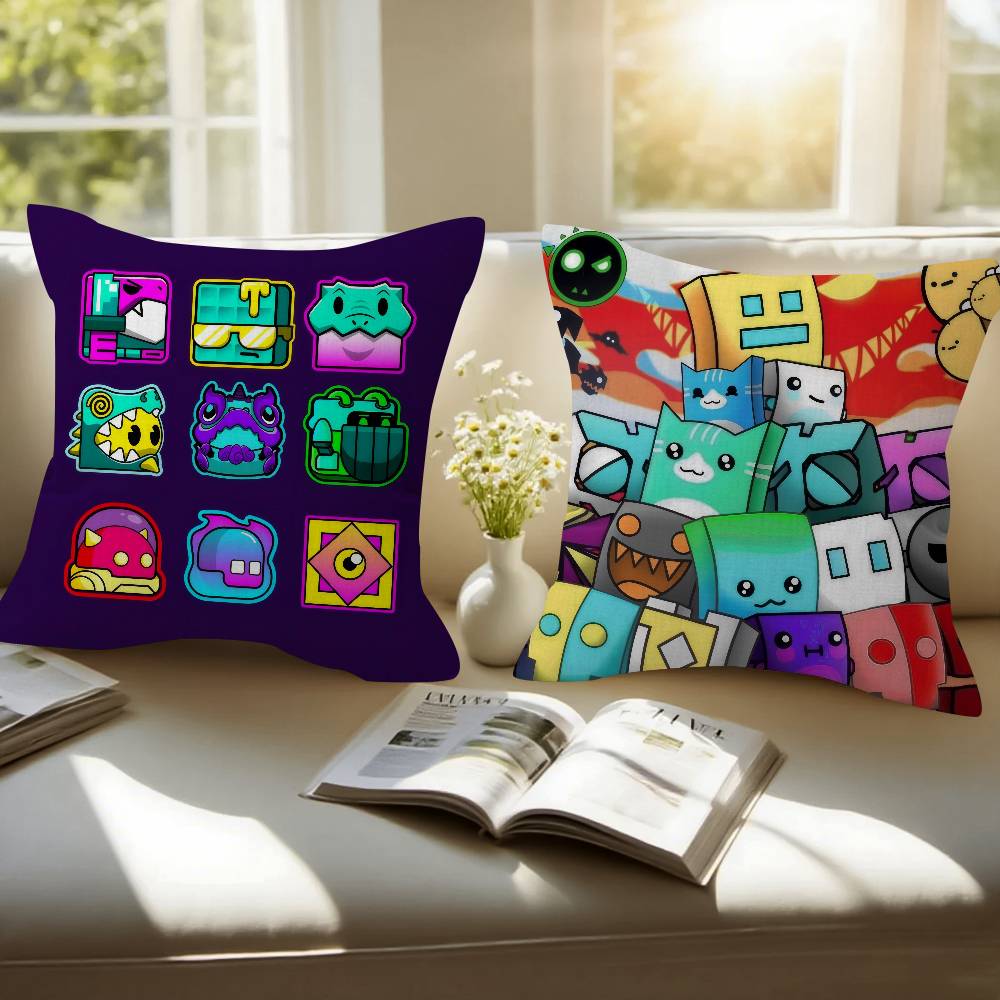 Game Geometry Cartoon Dash Pillow Cover Design Cushion Cover Decor Holiday Decorati