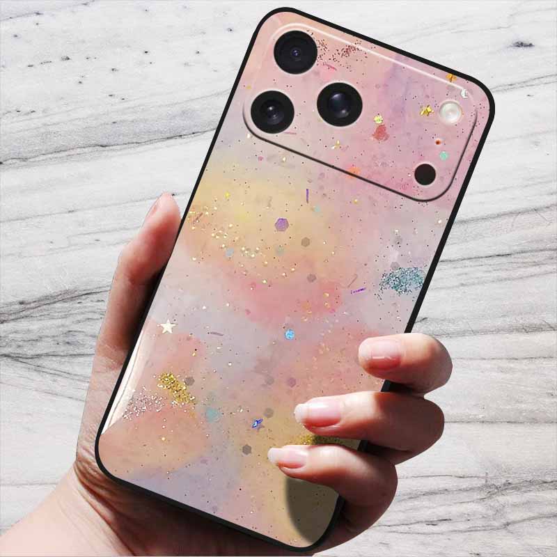 Marble Case For iPhone 16 Pro Max Black Edge Cover For iPhone17 Air 16e iPhone16 Plus Luxury Silicone Phone Cases Soft TPU Bag