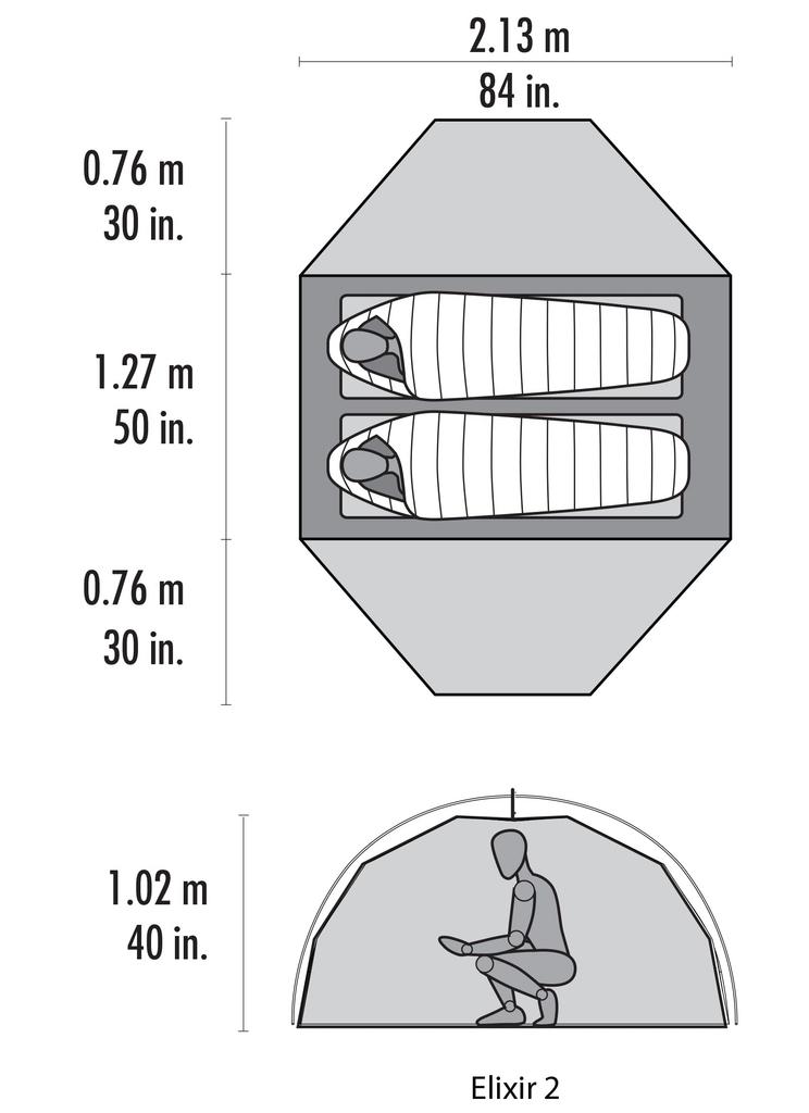 MSR Outdoor Lightweight Backpacking Tent with Ground Sheet (Footprint) Elixir-2 (2 Person)