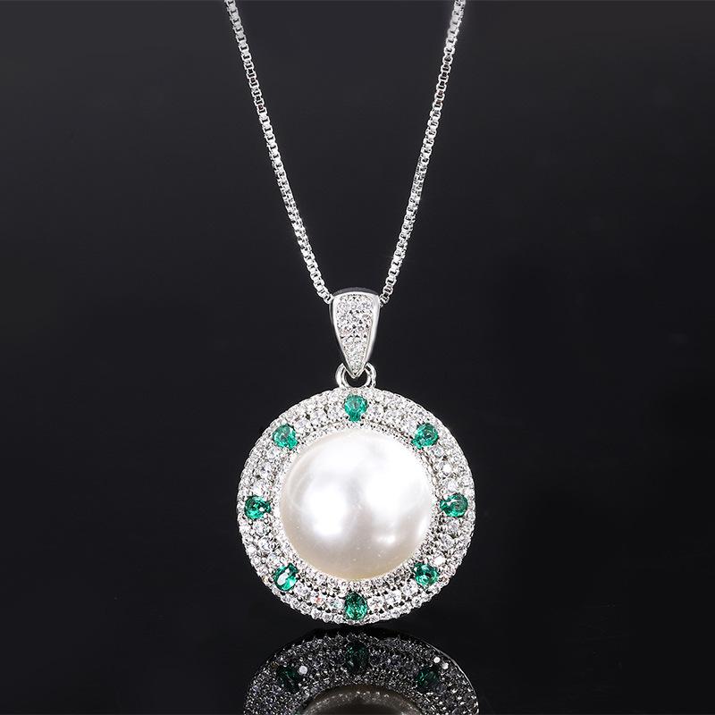 Micro-inlaid copper bottom gold-plated wish inlaid white fritillary pearl color separation stone women's suit 16mm4mm