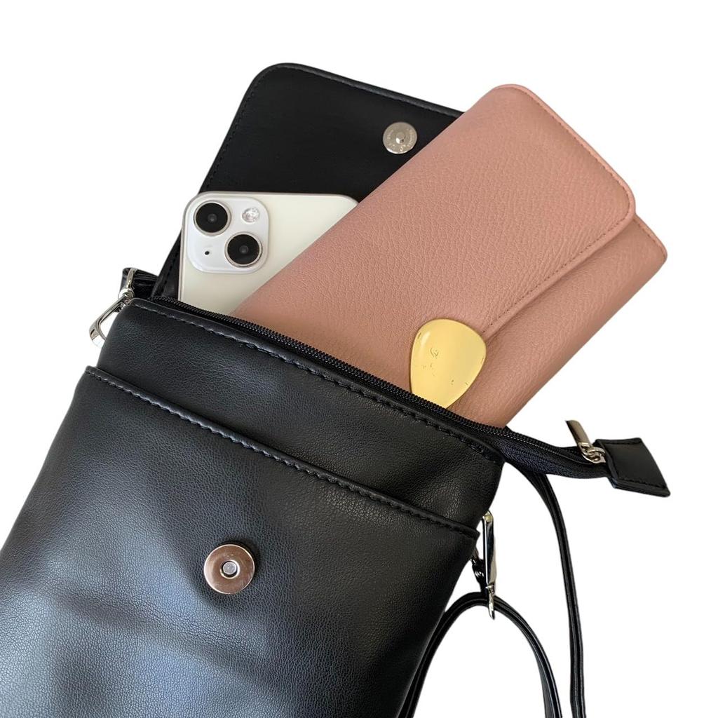Smartphone Shoulder Flap Mini Shoulder Bag [mauve] Bag, 4-Pocket Style, (Grey Beige)