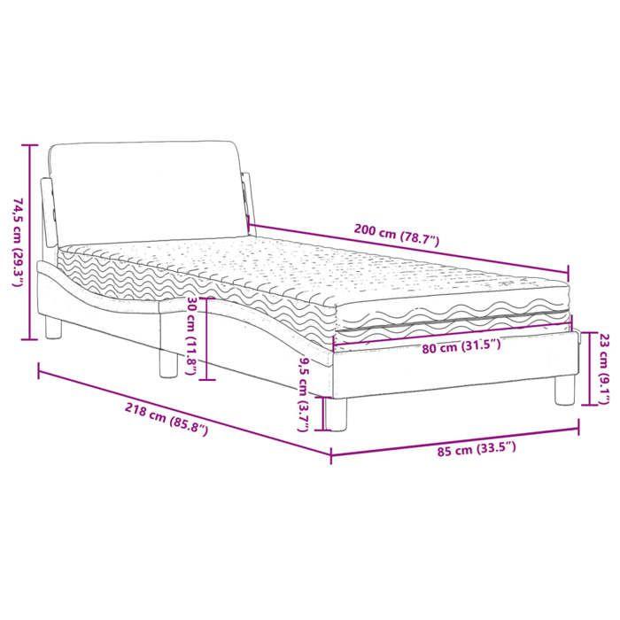 VidaXL Lit avec matelas bleu 80x200 cm velours, meuble de chambre, lit simple, cadre de lit incurvé, sommier, lit en velours 3208295