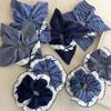 Retro Blue Checkered Hair Ties Fabric Webbing Bow Square Headbands Womens Temperament Head Rope Female Party Accessories Fashion