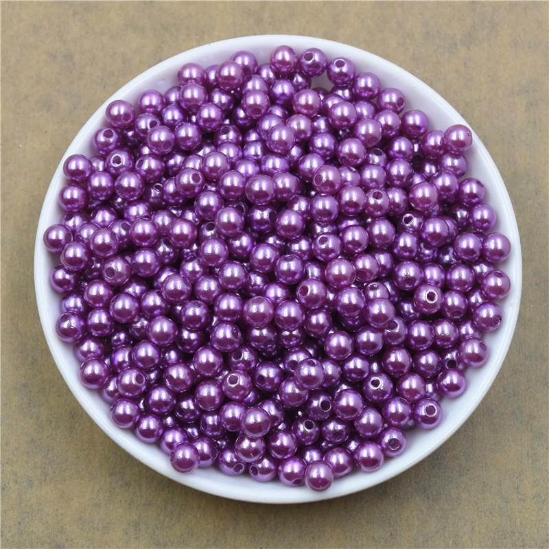6Mm Straight Hole Round Abs Imitation Pearl Clothing Accessories Double Hole Environmentally Friendly Plastic Beads Fake Pearl