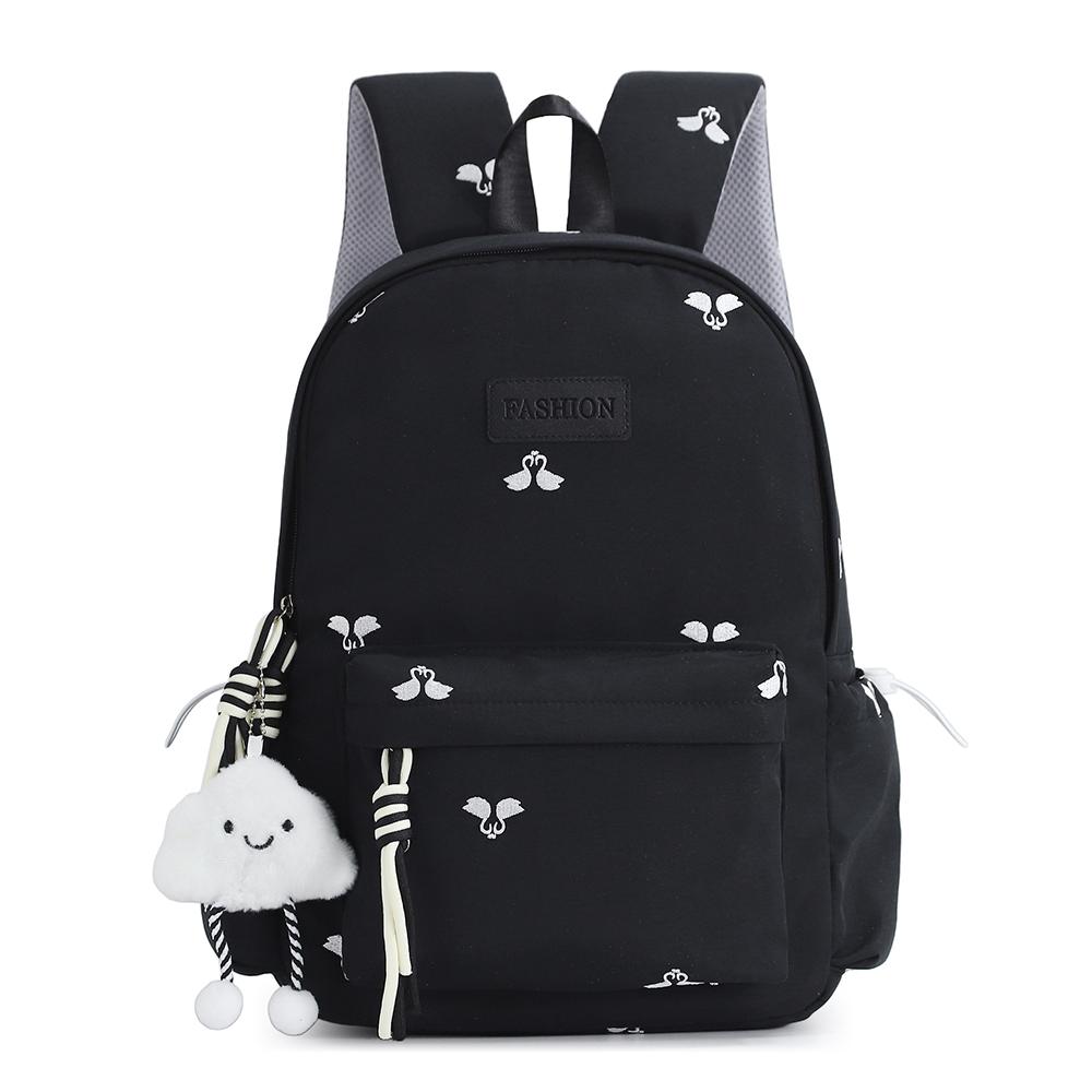 Women s Solid Color Backpack Large Capacity Travel Backpack Student Schoolbag чёрный