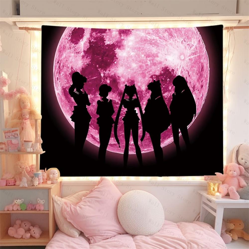 Sailor moon Anime Wall Tapestry Aesthetic Room Decor For Teen Girls Bedroom Tapestry Living Room Tapestry Dorm Decoration