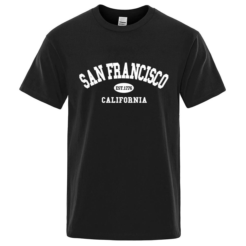 Sanfrancisco Est.1776 California Letter Printed T Shirts Fashion Men Casual Short Sleeves Streetwear Tops Summer Harajuku Tshirt