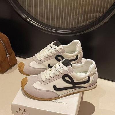 Internet Celebrity Popular Soft Leather Flat-bottomed Retro German Training Shoes Women's 2025 Autumn Versatile Light and Comfortable Sports and L