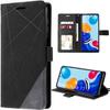 Case for Xiaomi Redmi Note 11 Leather Effect Flip Case Black with Striped Patterns