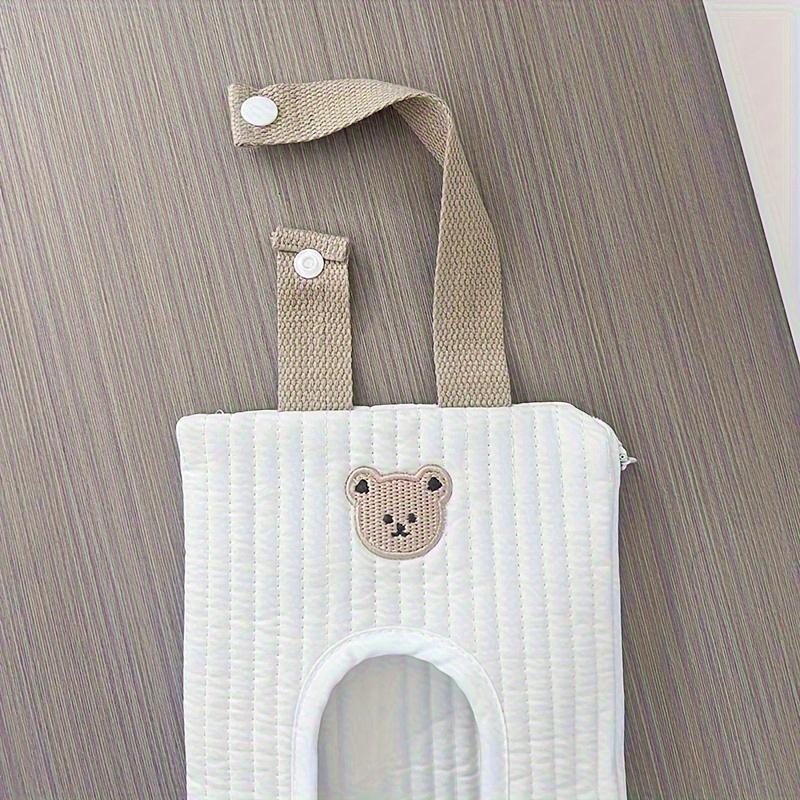 1pc Cute Cartoon Animal Fabric Tissue Holder, Portable Pull-Out Wet Tissue Storage Bag with Handle, Suitable for Car and Travel Use