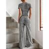 2026 Spring/Summer New Striped Top High-Waisted Slimming Wide-Leg Pants Women's Casual Suit
