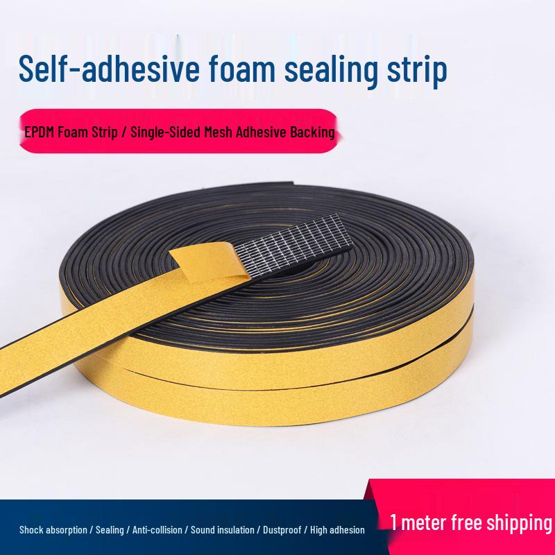 EPDM Self-Adhesive D-Type Foam Rubber Sealing Strip for Distribution Box Cabinet Flat 10mm width 2mm thick