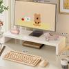 Solid Wood Monitor Stand for Girls' Office with Storage Shelf