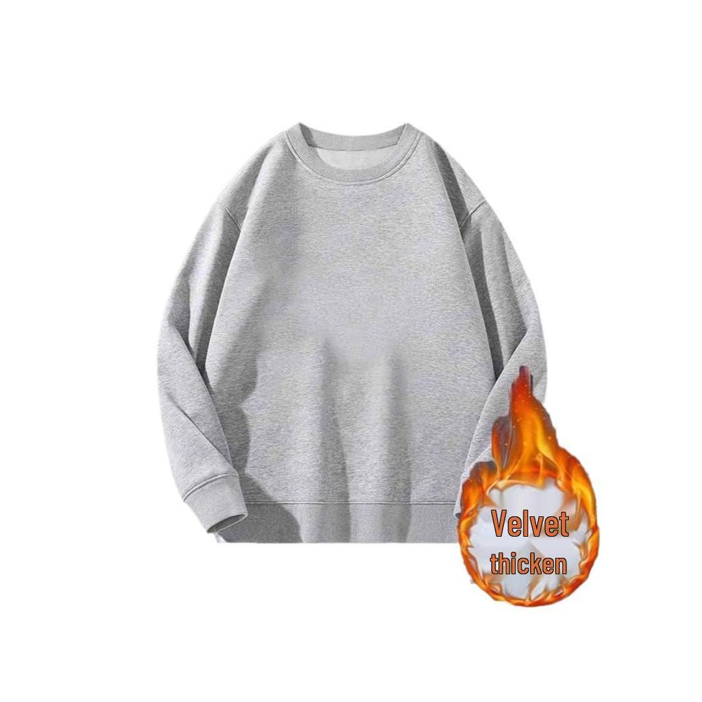 Heavyweight Unisex Crewneck Sweatshirt - Trendy Autumn/Winter, Loose Fit, Plus Velvet