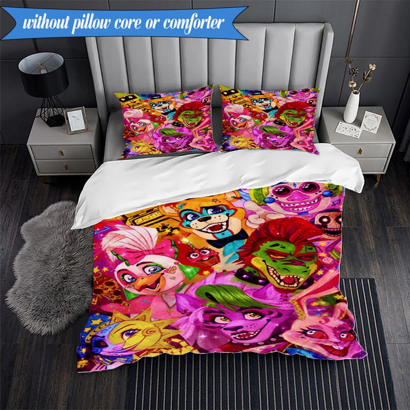 Set Biancheria da Letto Festa Five Nights 3 Pezzi, Include 1 Copripiumino e 2 Federe Perfetto per Camera da Letto, Dormitorio, Regalo di Natale per Fan