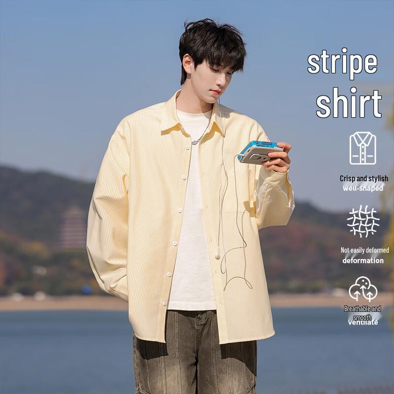 VUUG Men s Color Block Striped Long Sleeve Casual Shirt 2XL