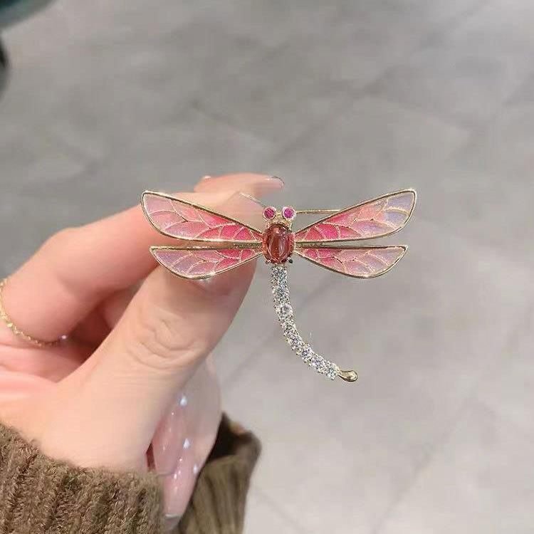 Elegante chinesische Retro-Emaille-Brosche Phönix & Schmetterling für Damen