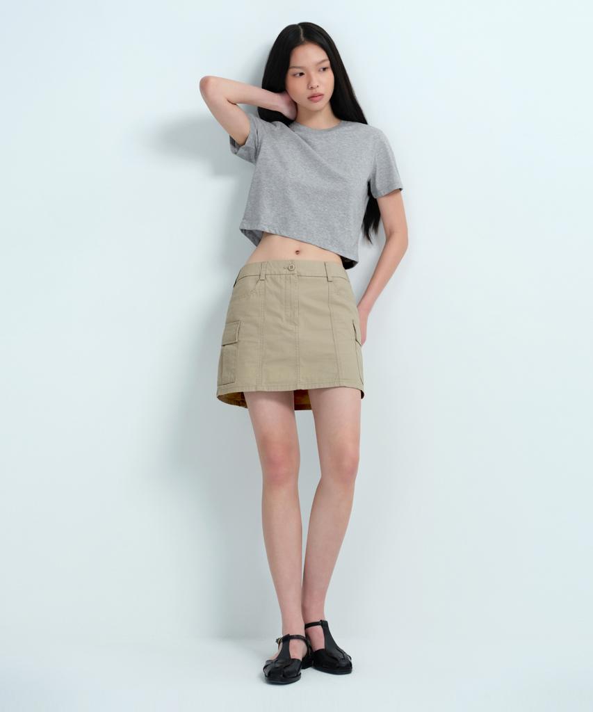 MUSINSA STANDARD WOMAN [Cooltandard] Women'S Crew Neck Crop T-Shirt [Medium Grey]