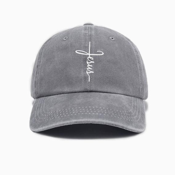 Retro art font printing washed old soft top casual versatile baseball cap unisex hat