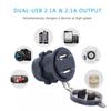 Waterproof Dual USB Charger Socket & Voltmeter for 12-24V Car Truck Motorcycle