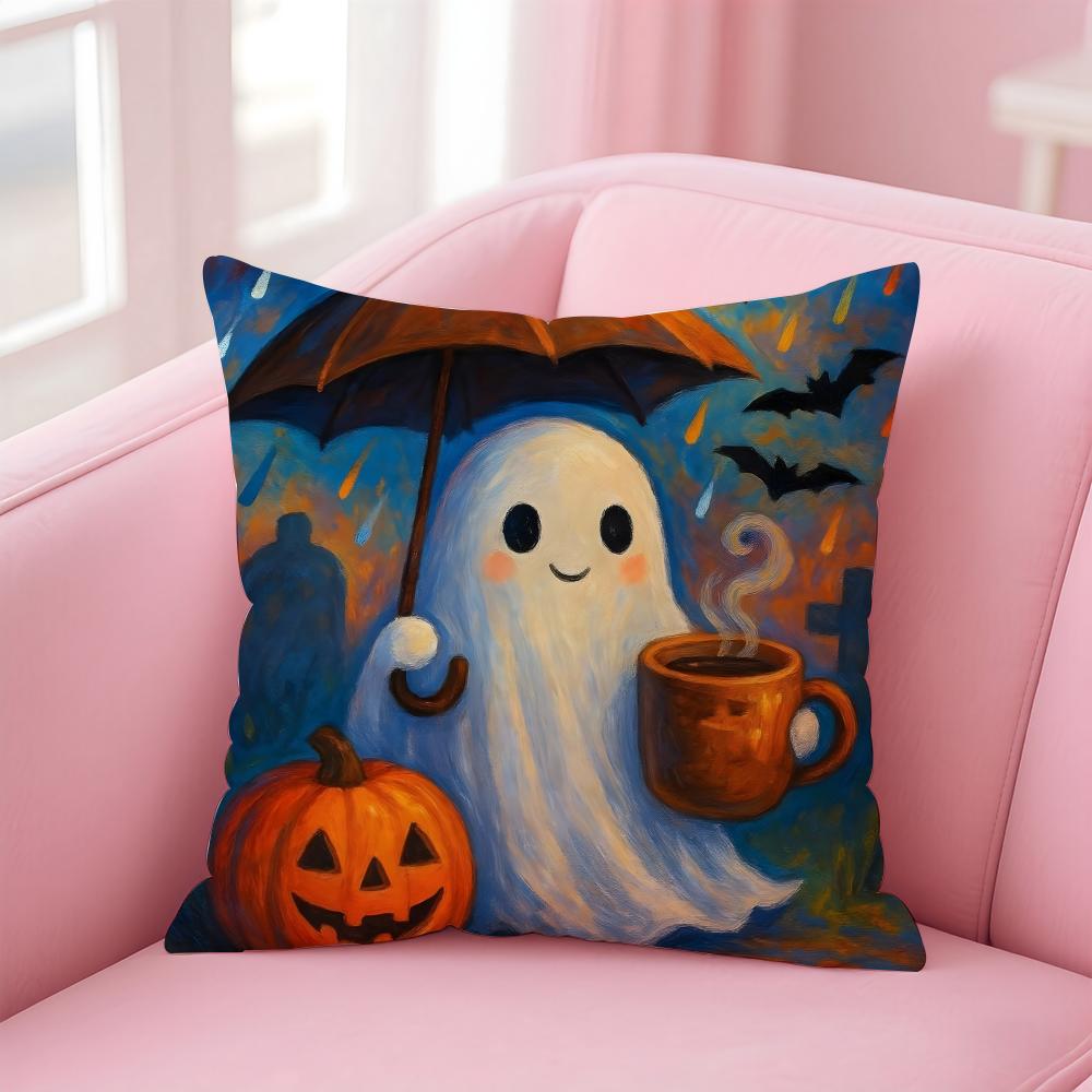 Halloween Funy Abstract Art Cushion Cover Linen Pillowcase Cover Soft Decor for Sofa Home Room