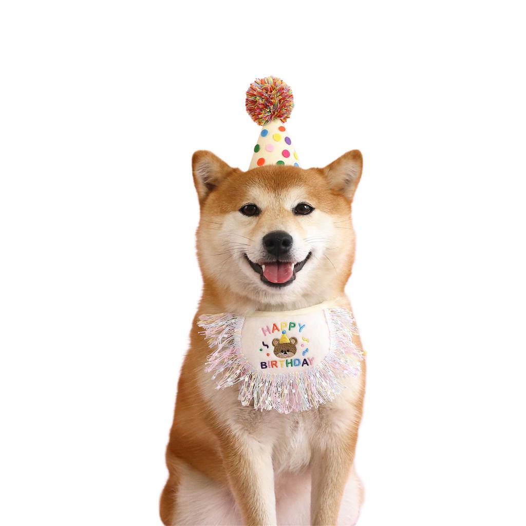 Cute Dogs Birthday Hat with Bandanas Delicate Dogs Summer Spring Celebration Hat