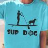 SUP Dog Paddleboard Silhouette T-Shirt | Stand Up Paddleboarding Tee, Beachwear