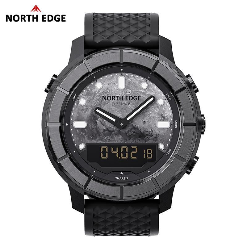 NORTH EDGE THARSIS Men‘s Carbon Fiber Watch 50M Waterproof Sports Outdoor Hiking Altimeter Barometer Compass Luminous Dial