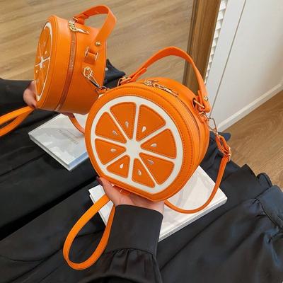 Creative Fruit Bag Contrasting Color Splicing Portable Orange Bag Shoulder Cross Orange Bag