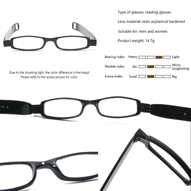 360 Rotary Magnet Portable Folding Magnetic Therapy Activated Presbyopic Glasses Hd Resin Men And Women Reading Plastic Eyewear