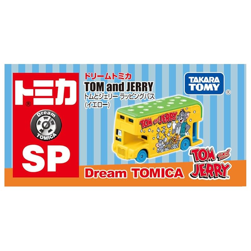 Takara Tomy Dream Tomica SP Tom and Jerry Wrapping Bus (Yellow) Miniature Car Toy for Ages 3 and Up