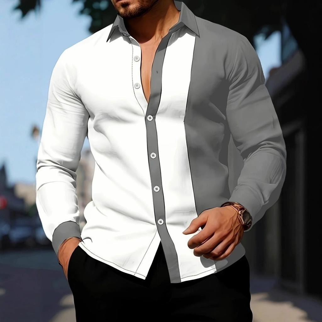 Slim Fit Men's Long Sleeve Shirt, Stylish for Work & Daily Wear