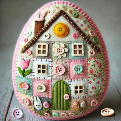 Kit Casa Uovo Patchwork Fai da Te Kit Artigianale Casa Uovo in Feltro Patchwork Decorazione Pasquale