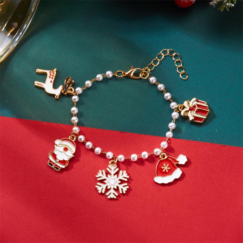 Christmas Santa Claus Metal Link Chain Bracelets for Women Men Candy Snowflake Xmas Tree Elk Drop Bracelets Charm Party Jewelry