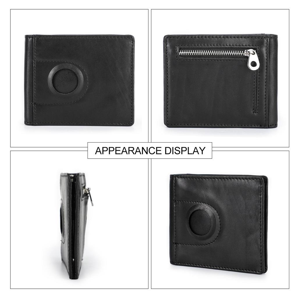 Echtes Leder Männer Brieftasche mit Airtag Slot RFID Geld Clip Kreditkarte Halter Kleine Männliche Geldbörse Münzfach