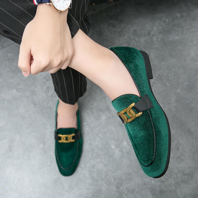 Fashion Spring New Breathable Anti Slip Bean Trendy Leather Shoes Fashion Brand Comfortable Pointed Headlight Core Velvet Men's Loafers