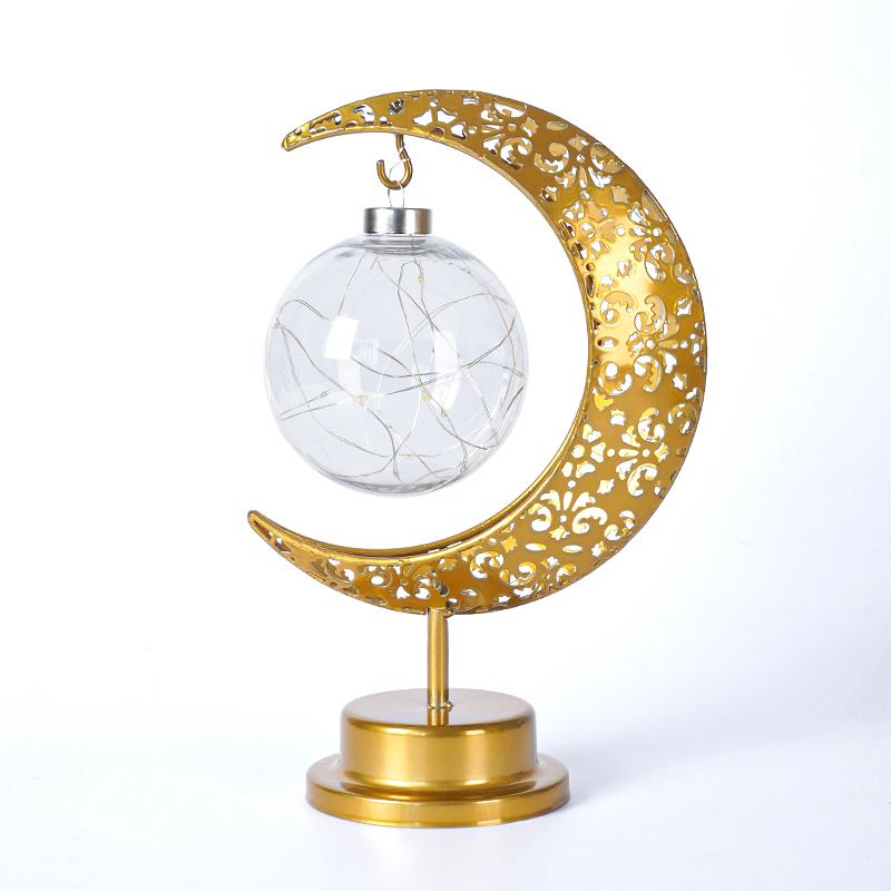 

Настольная лампа Украшения на Рамадан Моделирующая лампа Кованое железо Полая Луна Декоративный ночник Питание от батареек Подарки Главная