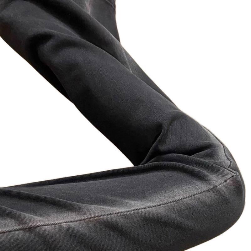 Women's Spring 2026 Retro Black Wide-Leg Micro-Flare Denim Pants