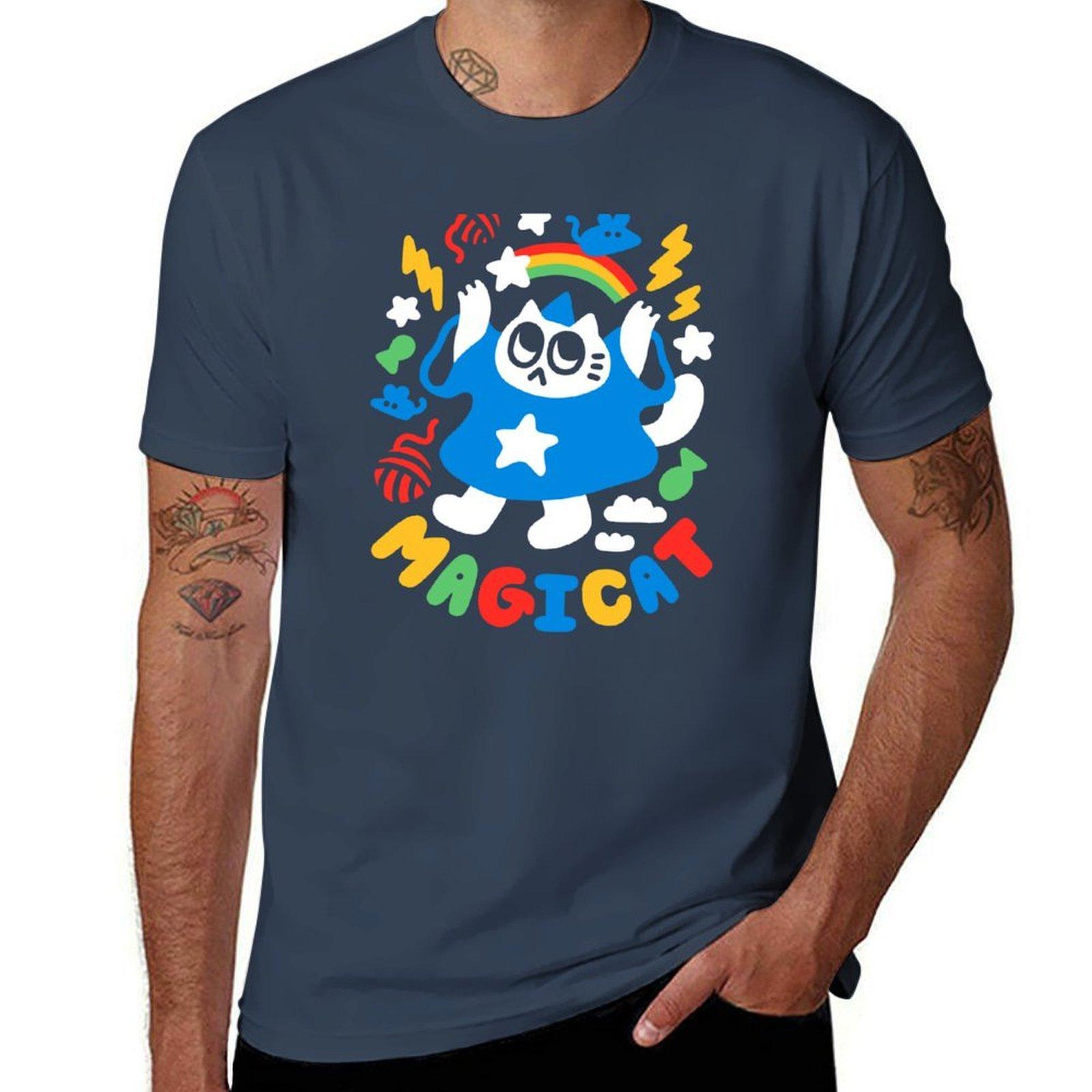 Colorful Magicat Tshirt Water Resistant Casual Tshirt S